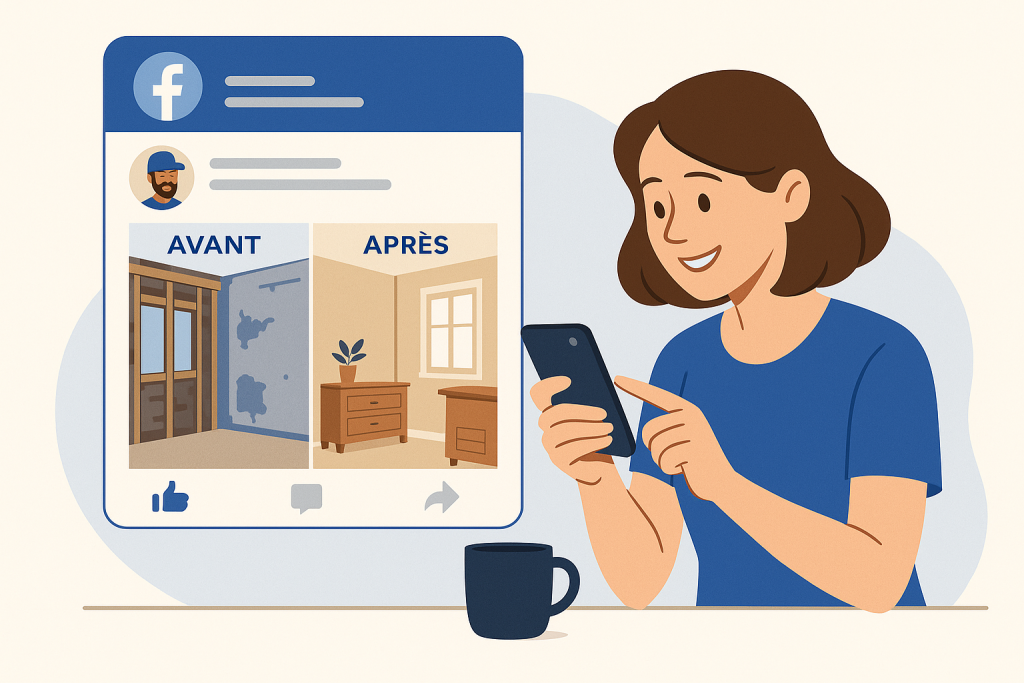 artisane du Mans publiant un avant-après sur Facebook