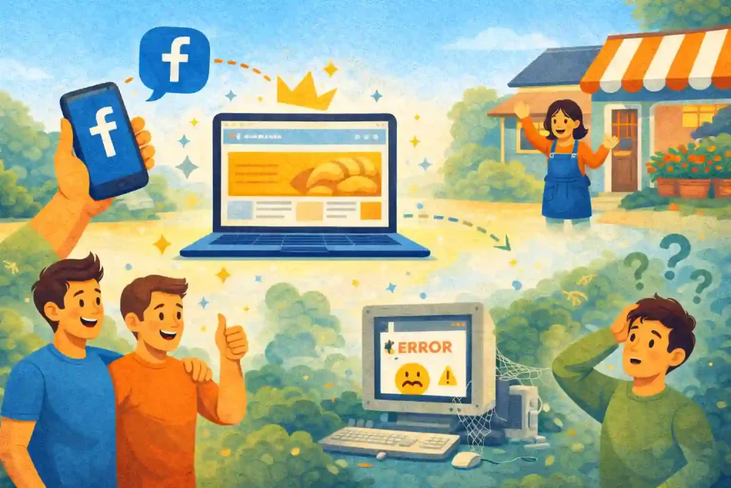 Illustration qui représente le fait de négliger la création d'un site internet. Votrecomefficace agence de communication pour les TPE/PME du Mans