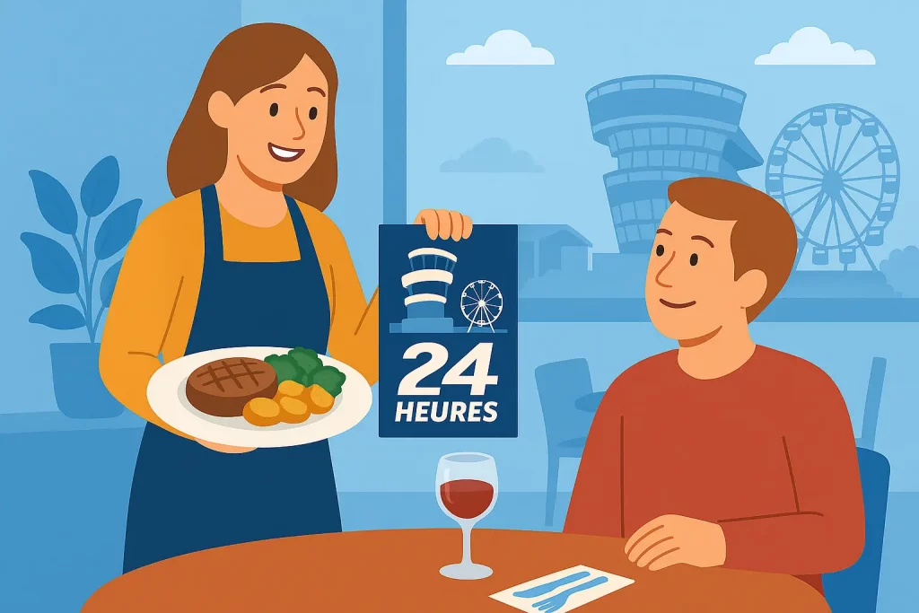 Illustration d'une restauratrice qui a préparé un menu spécial 24 heures du Mans.