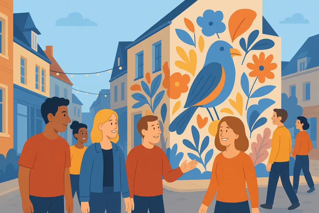 Œuvre de street art au Mans lors du festival Plein Champ – idée de contenu pour la communication des TPE/PME locales